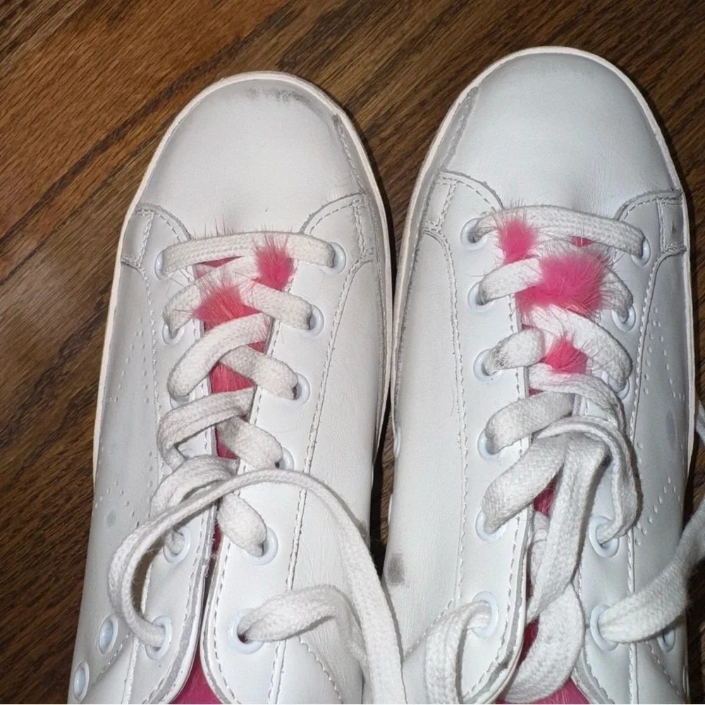 New Size 40 Golden Goose Superstar Sneakers White Leather Pink Mink Fur